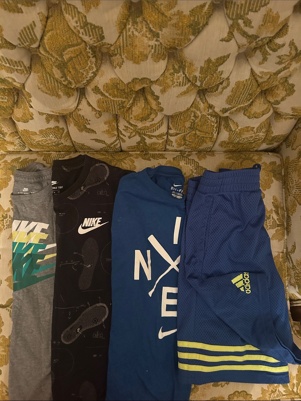 Mixed Athletic Tops and Shorts - Nike & Adidas - Blue, Black, Gray